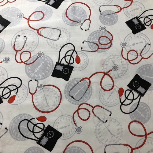 Hospital Nurse Fabric Nurse Medical Theme by Hot4tees Etsy