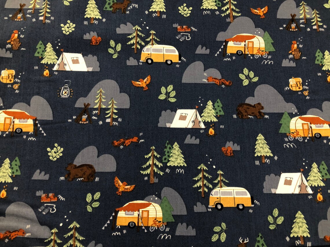 Camp Woodland Camping Fabric por Riley Blake Designs Cotton Etsy