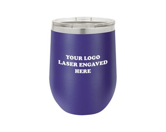 12oz Stemless Wine Glass Insulated Stainless Tumbler Custom Logo Laser Engraved