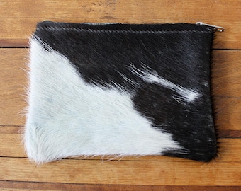 Cowhide Small Zippered Pouch