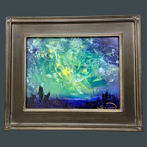 BLUERIDGE SKY, original oil painting, canvas art, landscape art, impressionist, abstract, mountains, colorful