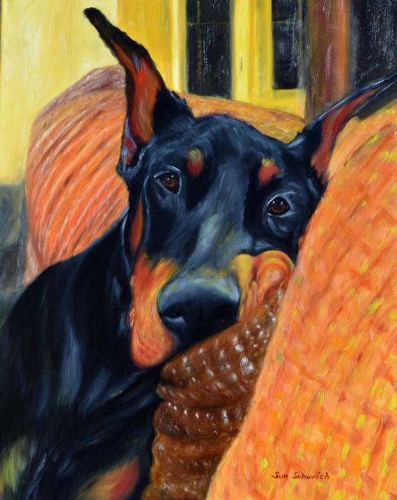 doberman painting