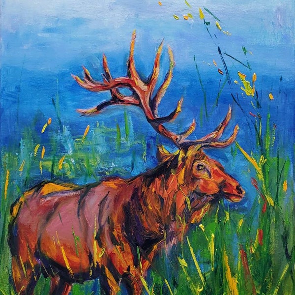 Elk Painting Etsy