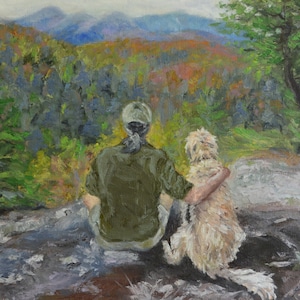 PREZENT DLA TATY, prezent urodzinowy, portret ojca i psa, portret zwierzaka, spersonalizowany obraz ze zdjęcia, prezent dla taty, spersonalizowany portret, 11x14