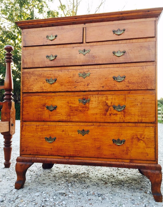 18th Century Colonial American Oak Chest Of Drawers 46 Etsy
