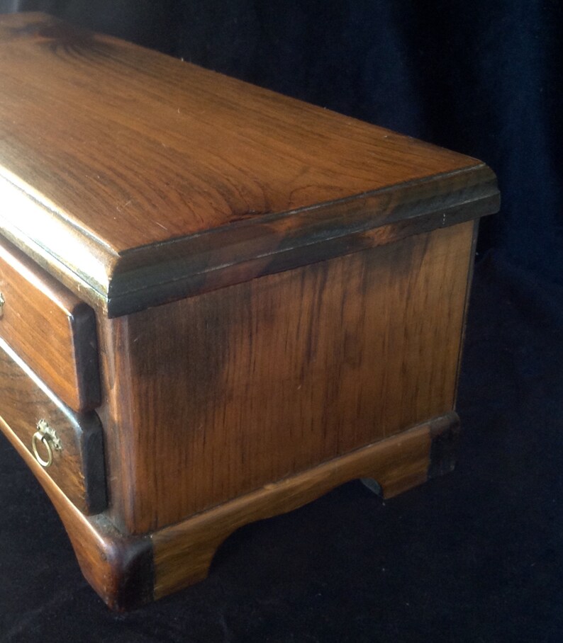 Vintage /& handmade ~ Mid Century 1950s ~ Walnut Wooden Jewelry Box ~ Brass Accents ~ See the details and love that went into its creation