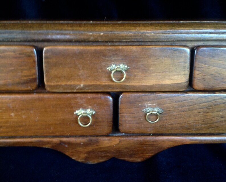 Vintage /& handmade ~ Mid Century 1950s ~ Walnut Wooden Jewelry Box ~ Brass Accents ~ See the details and love that went into its creation