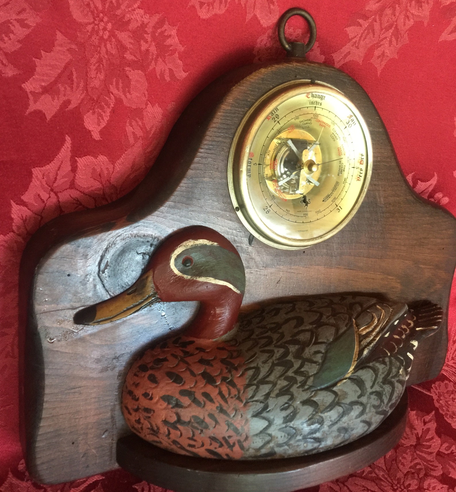 Vintage 1950s Mahogany Duck Barometer Wall Hanging By Etsy