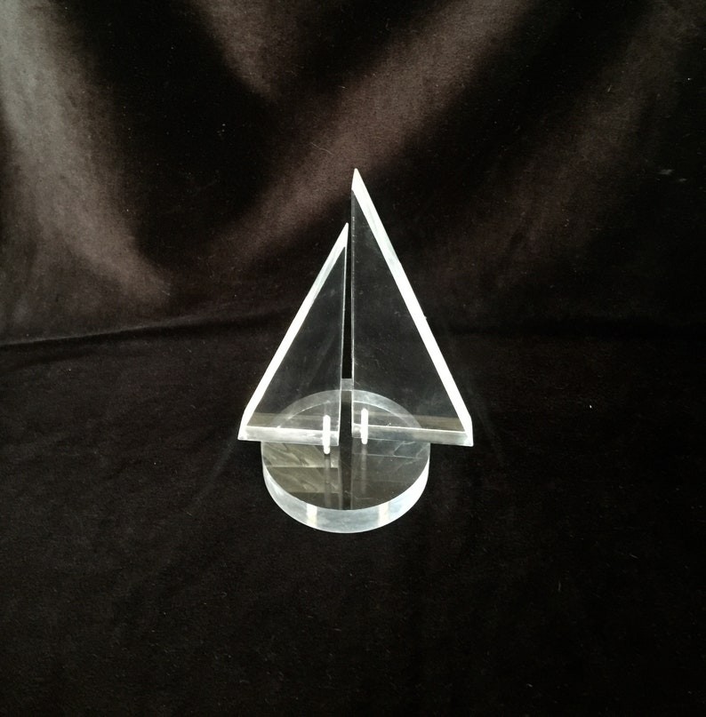 Vintage ~ 1970s ~ Modern Lucite Sailboat ~ Paperweight ~ Nautical Deco ~