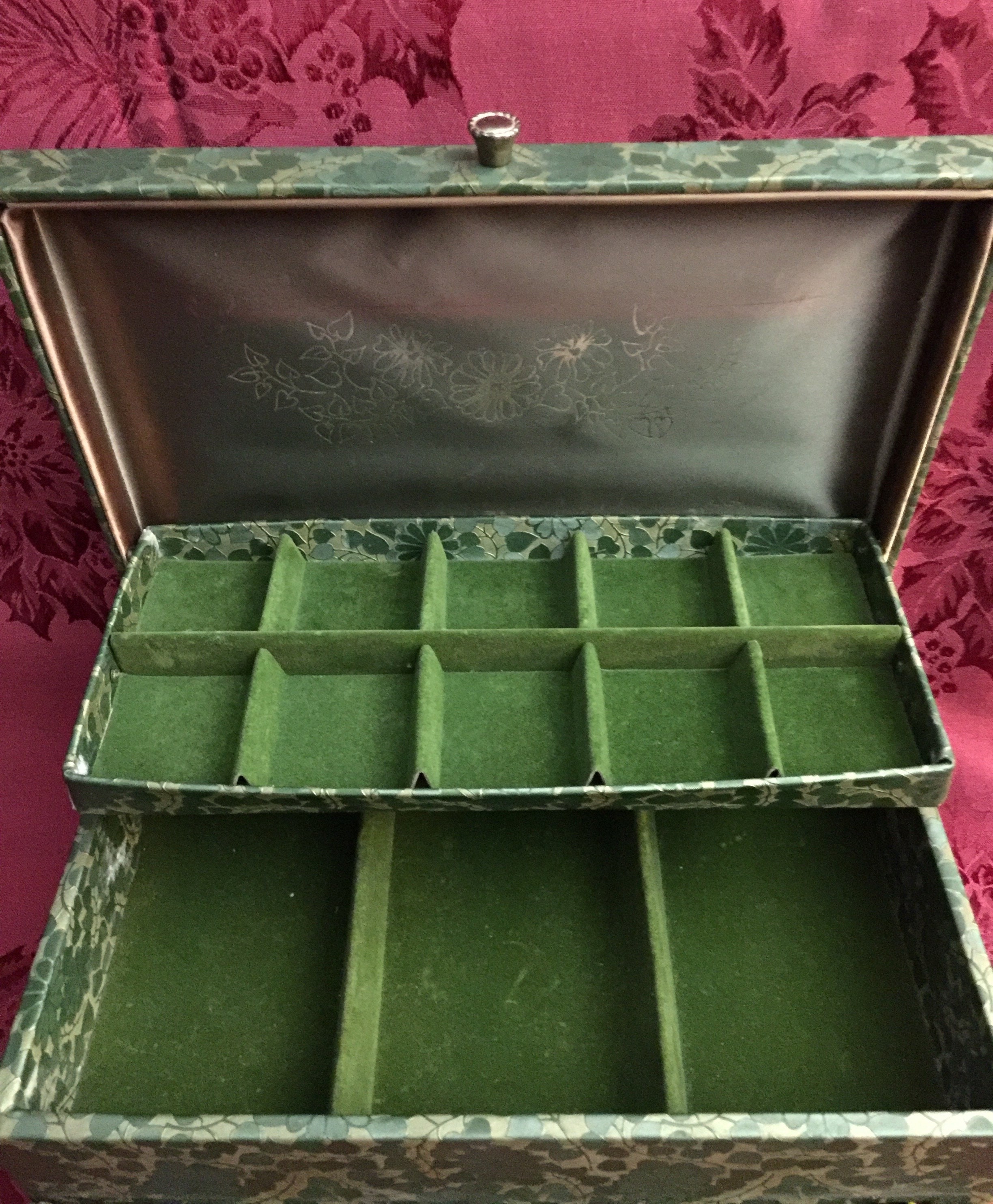 Vintage 1960s Lady Buxton Jewelry Box Tiered Green Etsy