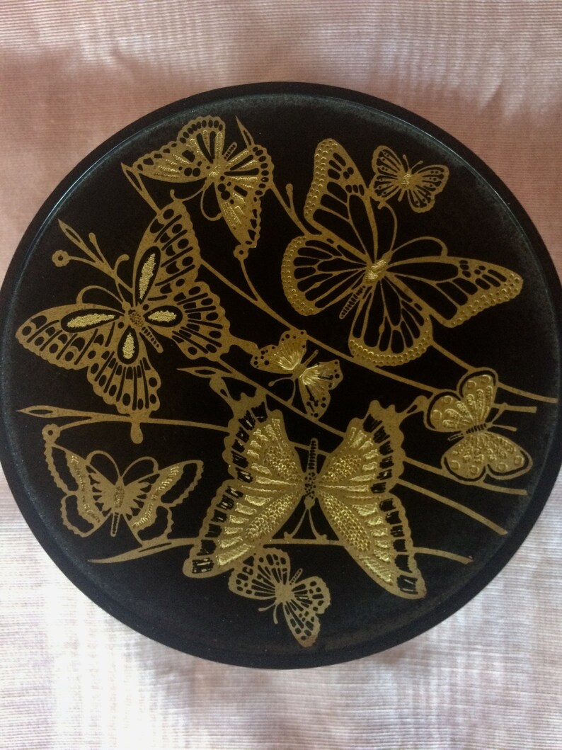 Vintage 1950s ~ Brass Trinket Box ~ Golden Embossed Butterflies ~