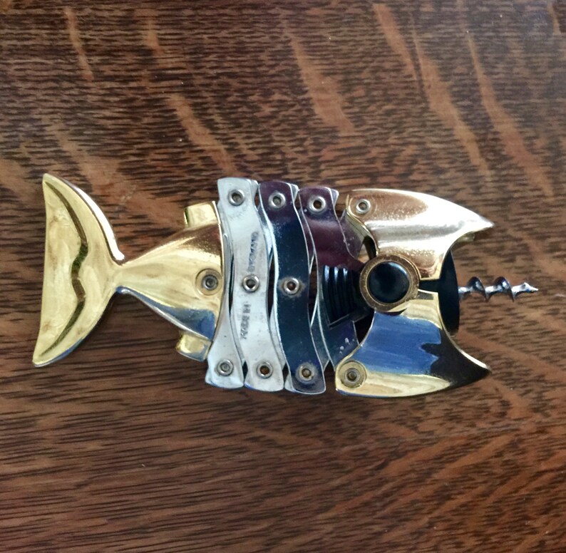 Vintage Lazy Fish Corkscrew Wine Bottle Opener Etsy
