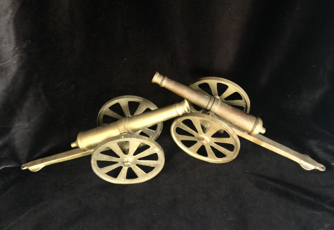 Vintage Set of 2 Miniature Replica BRASS Cannons 12 Etsy