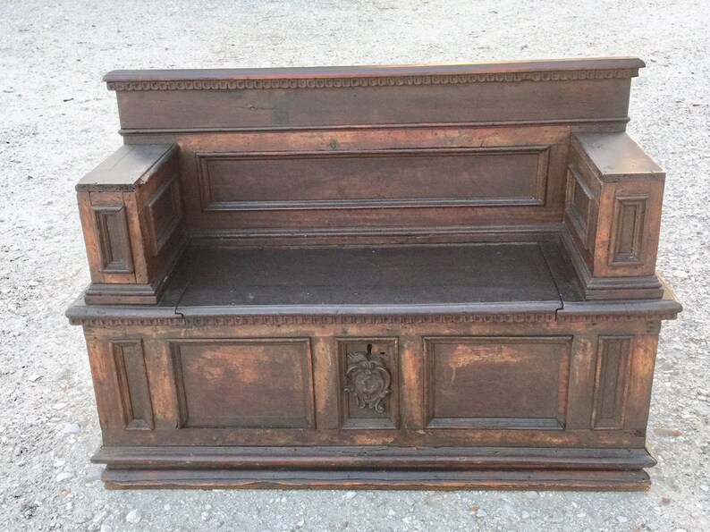 Antique 17th Century Church Pew With Arm Rests Under Seat Etsy