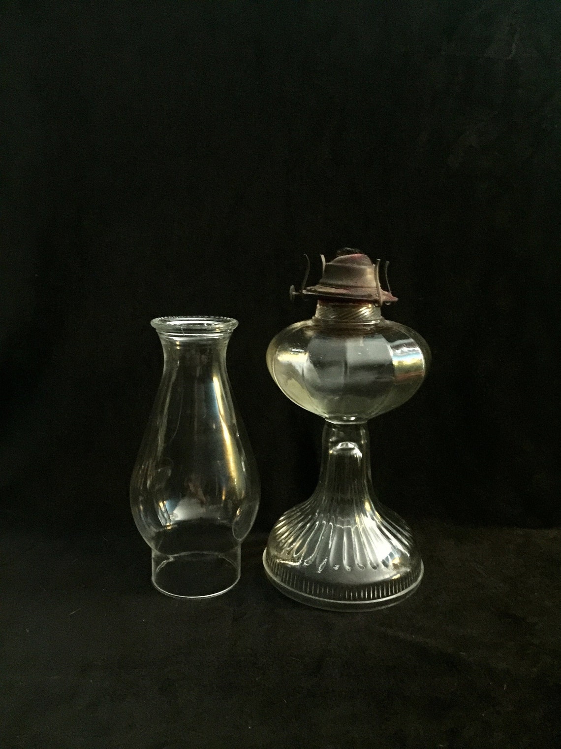 Antique 1800s TALL Glass Kerosene Oil Lantern Fitted Etsy