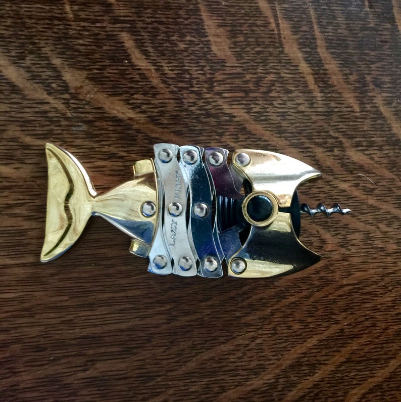 Vintage Lazy Fish Corkscrew Wine Bottle Opener Etsy