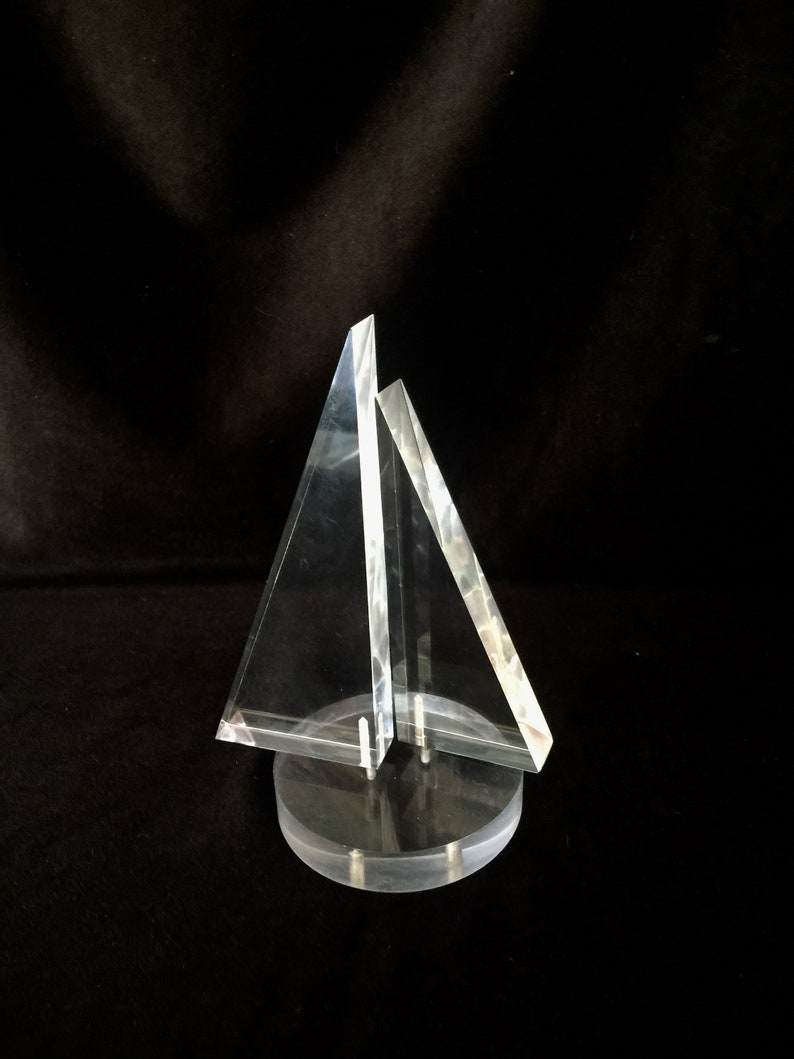 Vintage ~ 1970s ~ Modern Lucite Sailboat ~ Paperweight ~ Nautical Deco ~