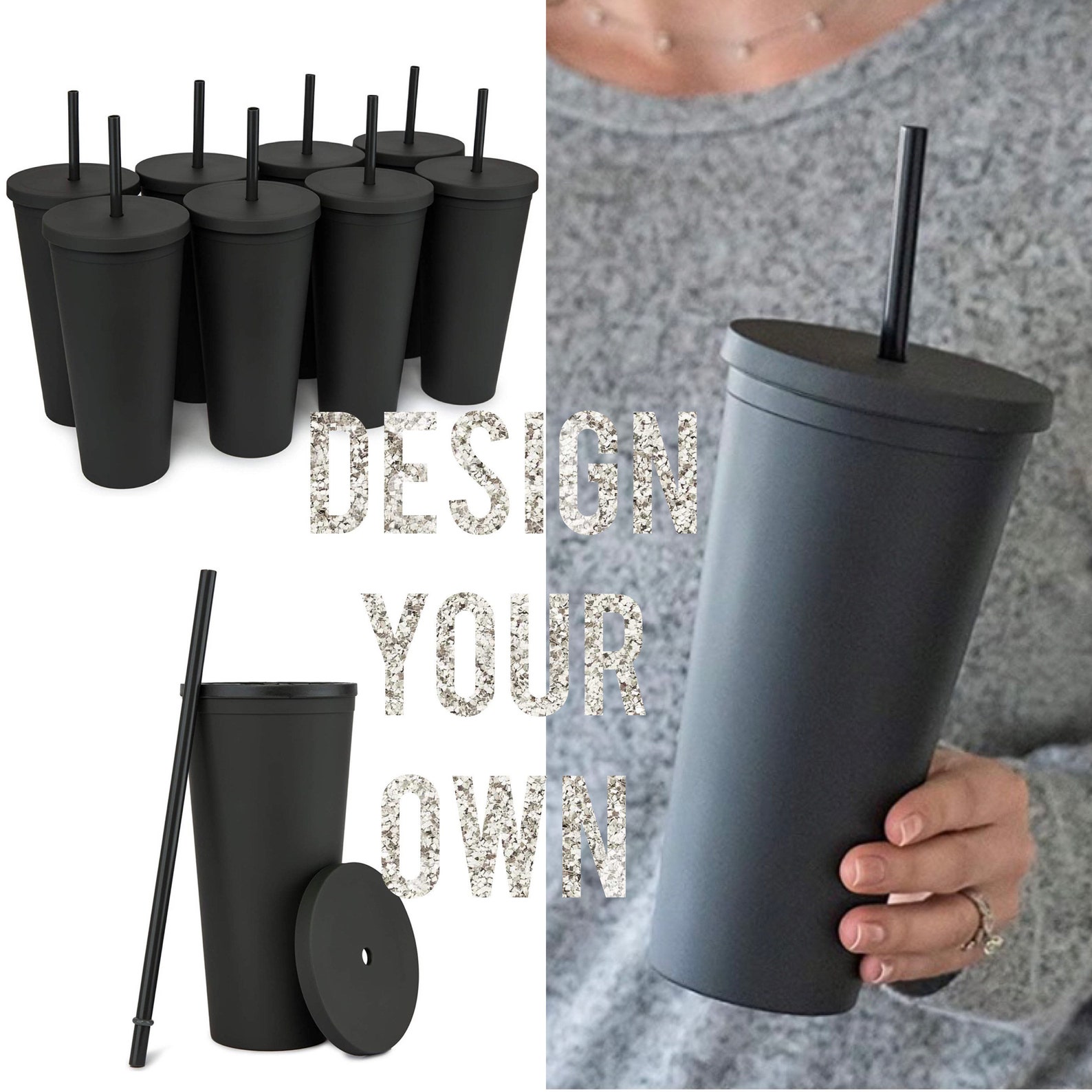 Custom Matte Black Tumbler Matte Black Tumbler Black Tumbler Etsy