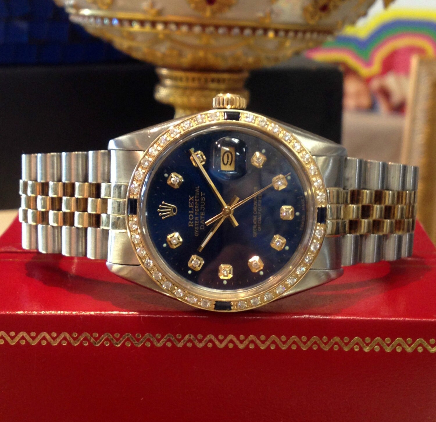 Heren ROLEX Oyster Perpetual Datejust diamanten geel goud | Etsy België