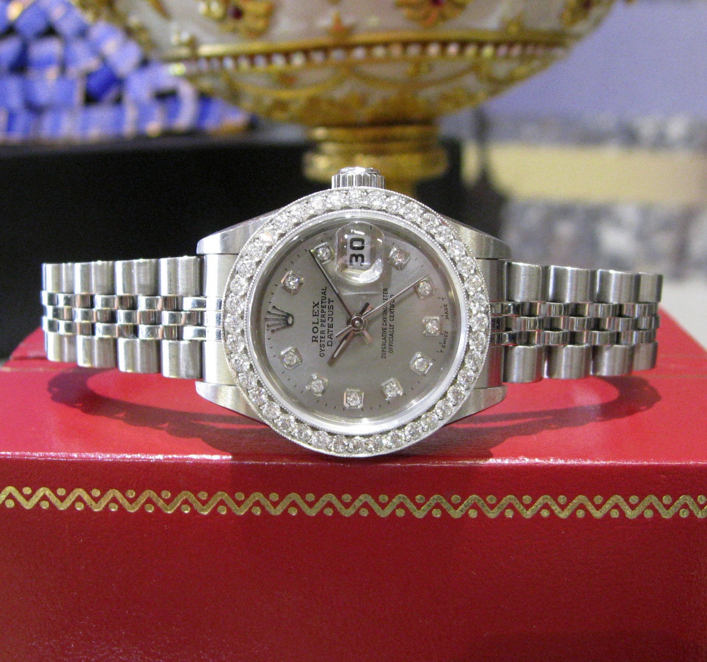 ladies rolex oyster perpetual datejust diamond bezel