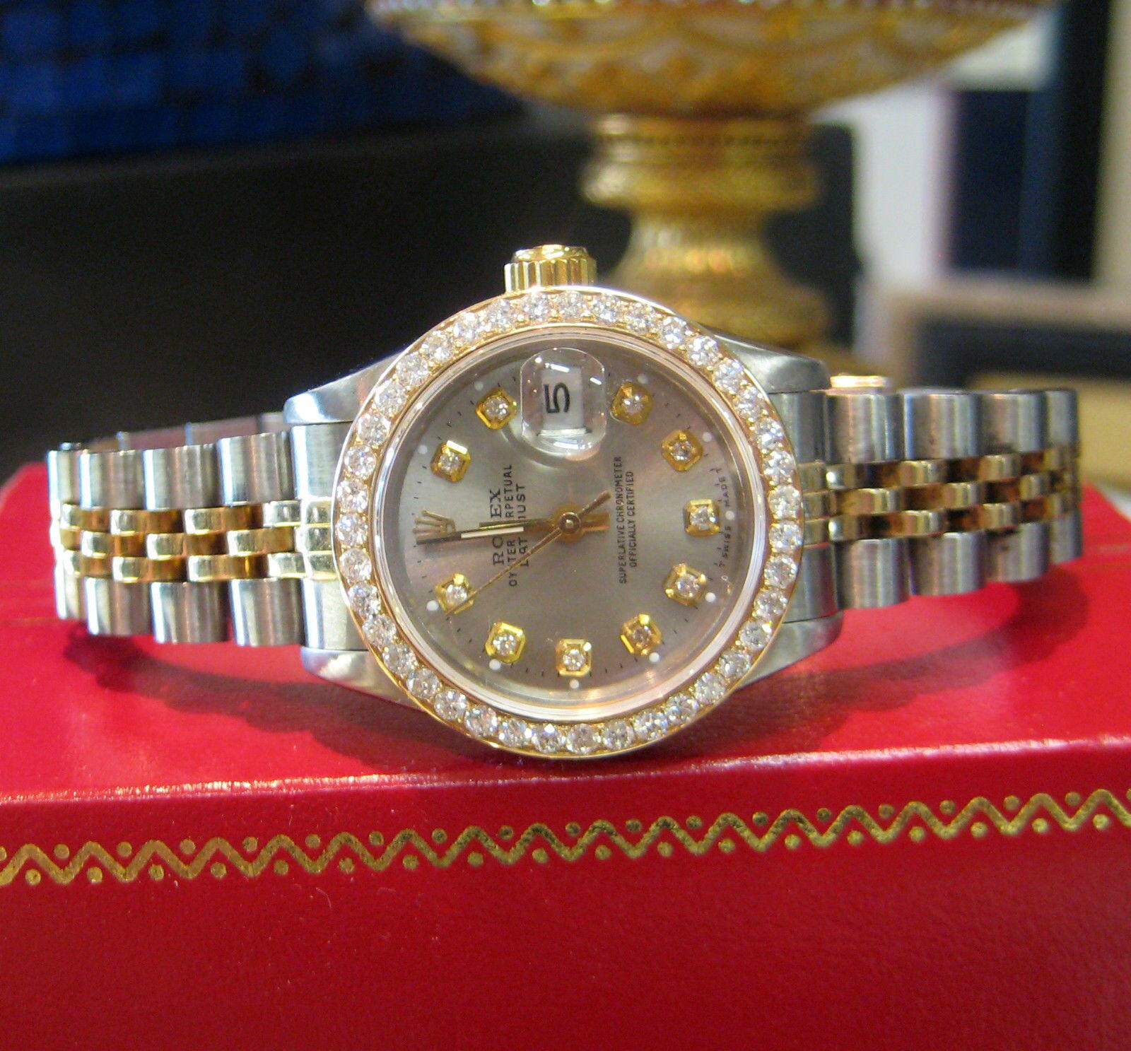 rolex oyster perpetual datejust gold with diamonds