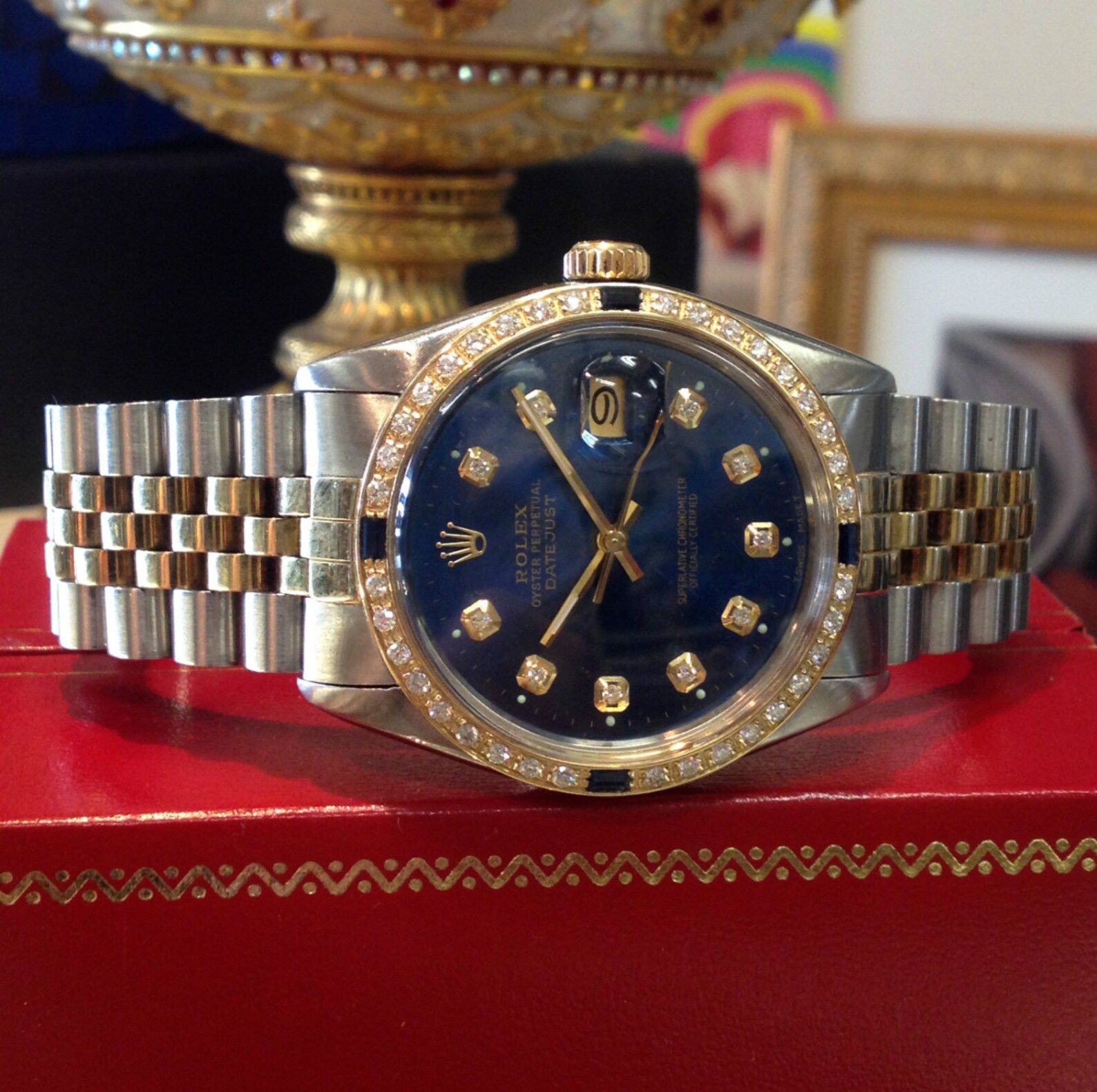 Mens ROLEX Oyster Perpetual Datejust Diamonds Yellow Gold Etsy