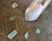 Aquamarine Necklace / Handmade raw crystal jewelry / Gold chain / March Pisces birthstone / Throat Chakra
