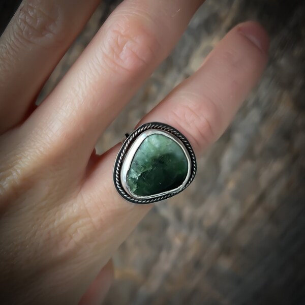 Vermont Serpentine Silver Ring // Handmade Jewelry