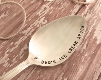 Father's day gift, great gift for dad's, Customized Stamped Large spoons, upcycled silverware stamped, stamped spoons, large serving spoons
