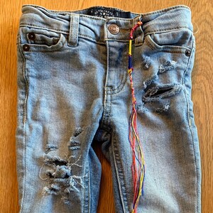 Girls toddler Lucky brand size 3/3t |distressed | destroyed jeans | upcycled denim | thread
