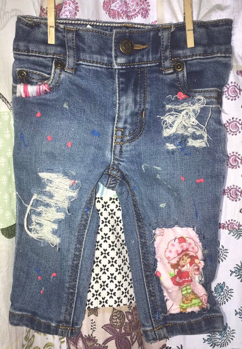 Distressed Ripped Jeans Strawberry Shortcake Baby 6 Months | Etsy
