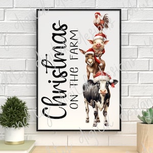 Christmas on the Farm, Christmas design, sublimation design, transparent PNG, holiday transfer