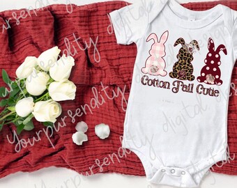 Cotton tail cutie, leopard, cheetah print, polka dot, sublimation transfer, sublimation image, transparent PNG, PNG design