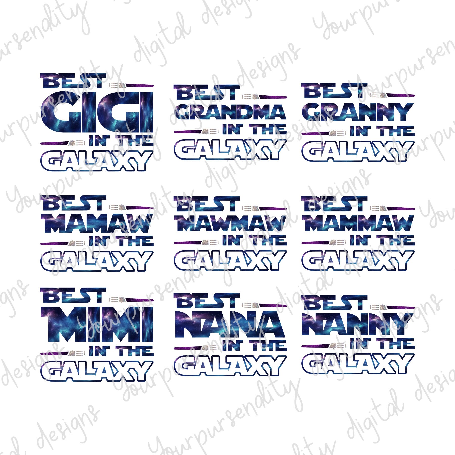 Best in the Galaxy, Mamaw, Mimi, Gigi, Nana, jeder beliebige Name, Sublimationsdesign, transparentes PNG