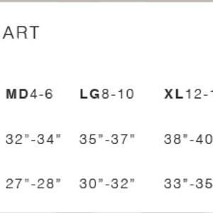 May include: A Women's Sizing Chart with chest and waist measurements in inches. Sizes range from XS0-2 to 3X16-18. The chart includes chest measurements from 28"-30" to 44"-46" and waist measurements from 23"-24" to 38"-40".