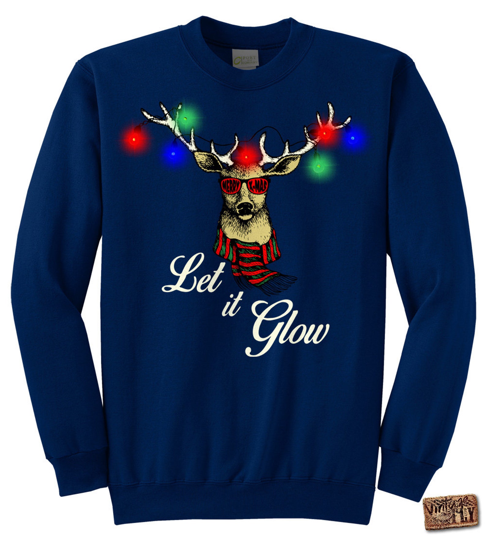 LIGHT UP Led Ugly Christmas Sweatshirt Deer With Christmas Etsy