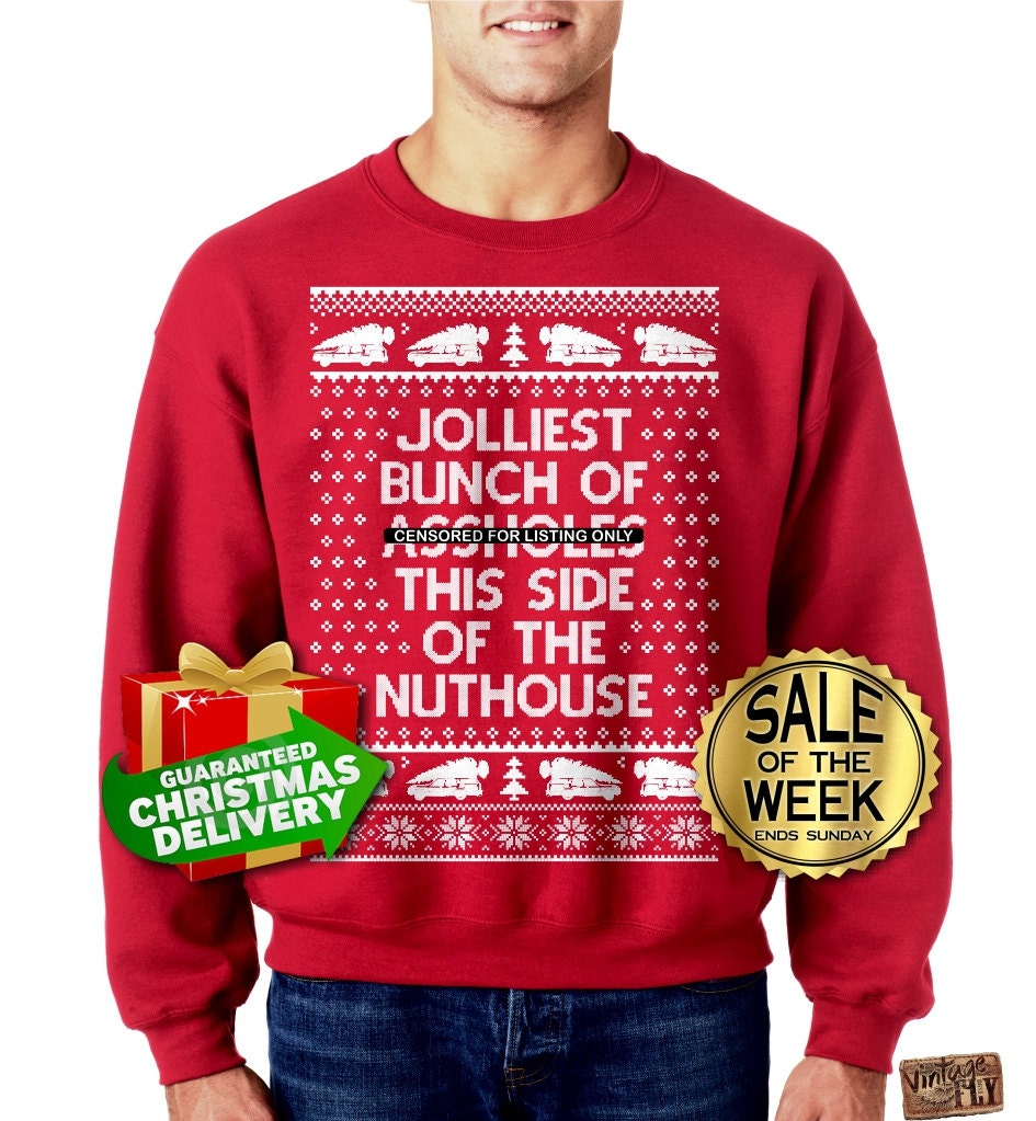 JOLLIEST BUNCH Of ASSHOLES - Ugly Christmas Sweater - Unisex Crewneck…
