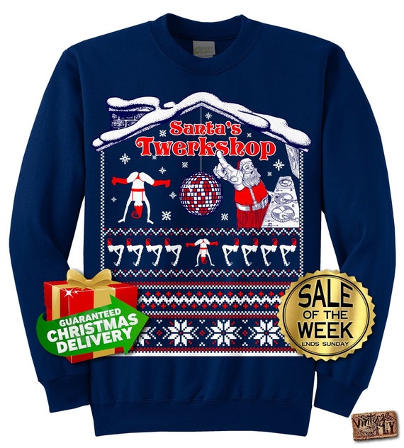 UGLY CHRISTMAS SWEATER Santa's Twerkshop Tacky - Etsy