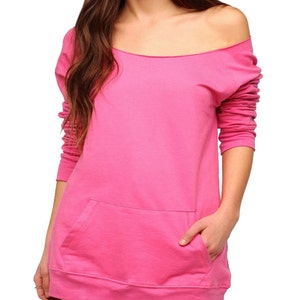 LADIES SLOUCHY off the shoulder SWEATSHIRT with Pockets -  Blank - Gift - DIy - Do it Yourself - 16 colors to choose From