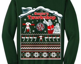 Ugly Christmas Sweater Santa's Twerkshop Unisex Mens - Etsy