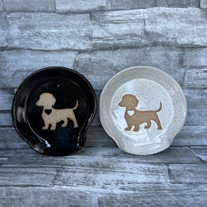 Dachshund Spoon Rest – Speckled Clay Weiner Dog Holder