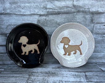 Dachshund Spoon Rest – Speckled Clay Weiner Dog Holder