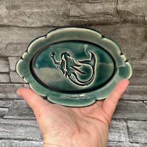 Mermaid ring dish, mermaid plate, mermaid spoon rest, mermaid soap dish, siren jewelry dish, water nymph dish, soap dish North Carolina made