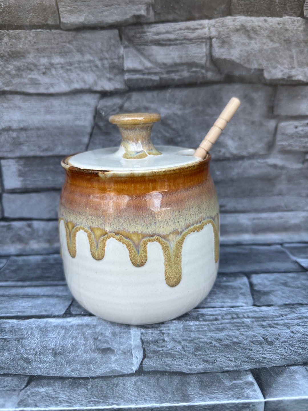 Honey Drip Jar Honey Pot Sugar Jar Ceramic Jar Pottery Etsy
