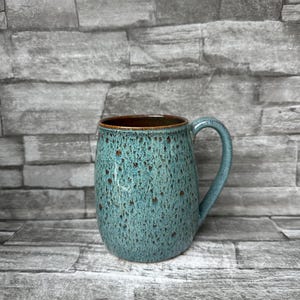 Pottery mug, peacock mug, green mug, teal mug, ceramic mug, green coffee mug, coffee mug, handmade pottery mug made in North Carolina
