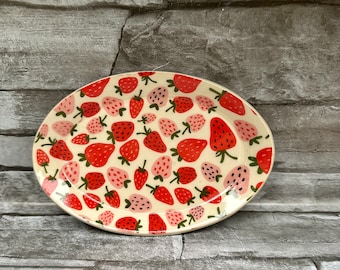 Strawberry dish, strawberries ring dish, jewelry dish, trinket dish, strawberry dish, jewelry plate, soap dish made in North Carolina