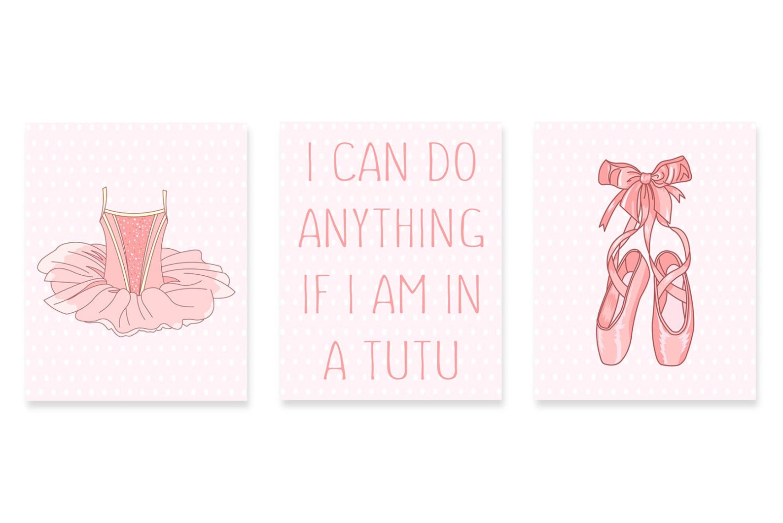 pink ballerina princess nursery art prints set of 3 i can do anything if i am in a tutu child baby ballet shoes dancer girl kids