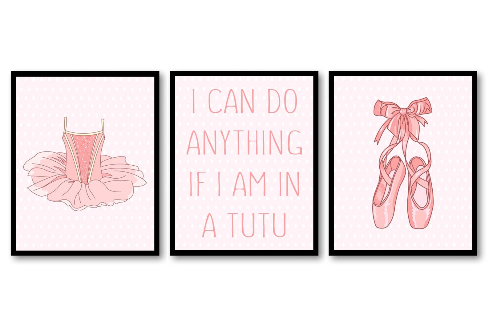 pink ballerina princess nursery art prints set of 3 i can do anything if i am in a tutu child baby ballet shoes dancer girl kids