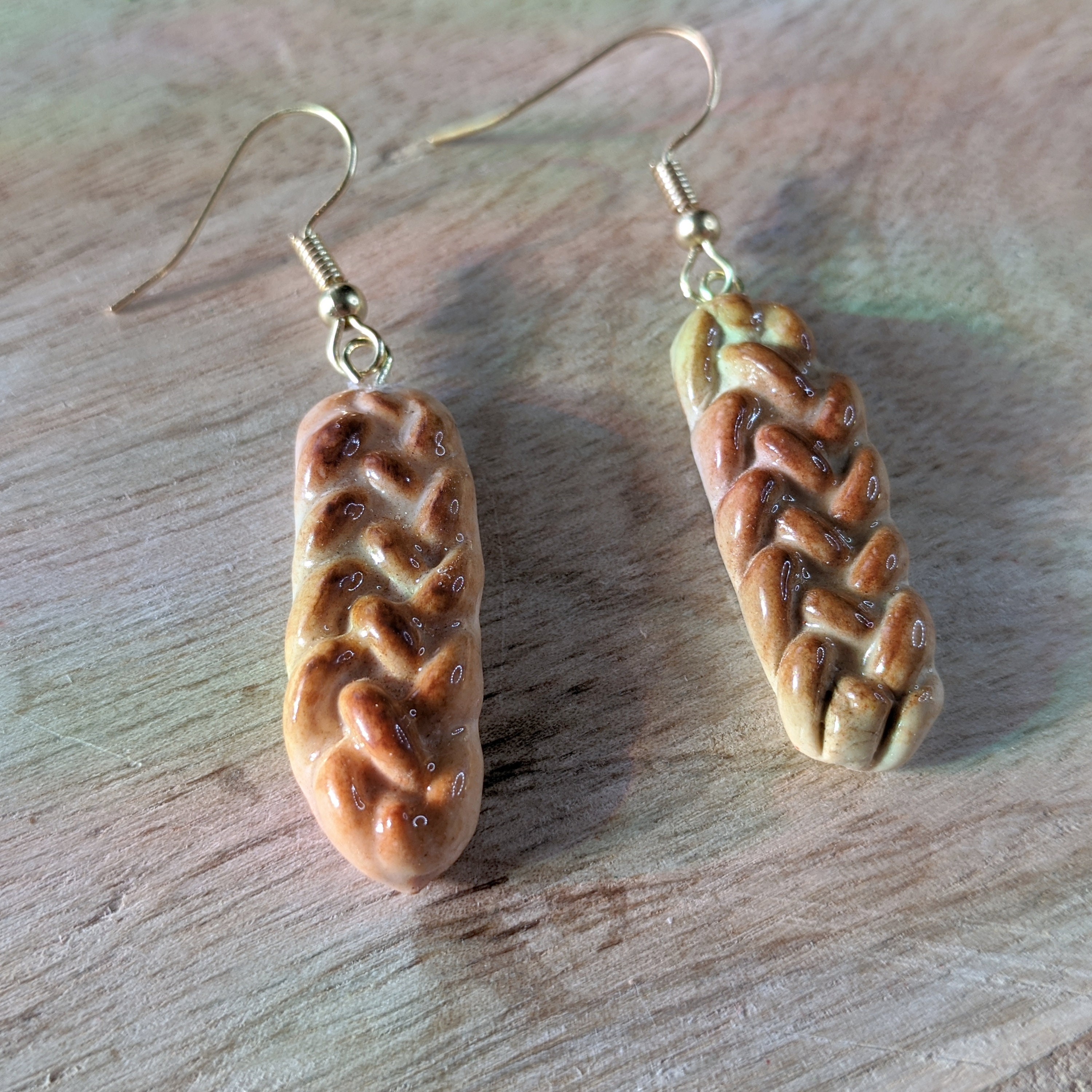 Challah Earrings / Clipon / Miniature bread / Bread Jewelry / Etsy