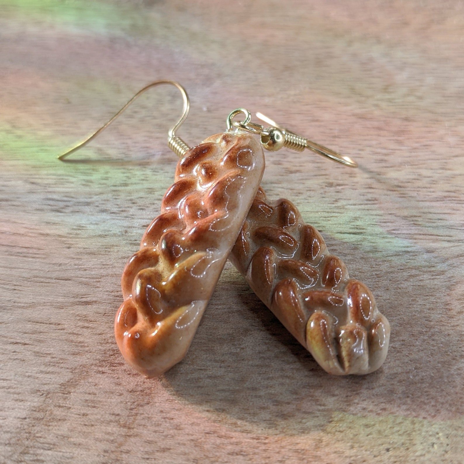 Challah Earrings / Clipon / Miniature bread / Bread Jewelry / Etsy